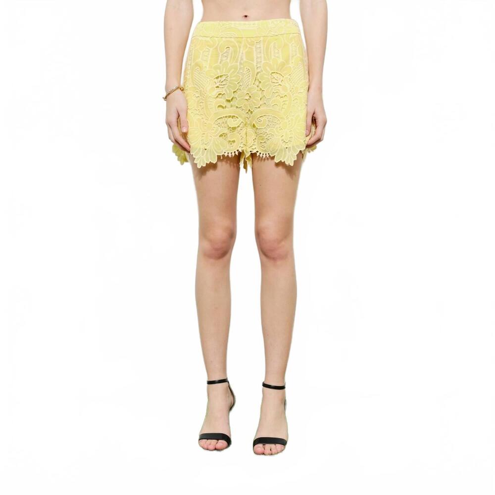 NEW INA FASHION romantic floral lace back zipper short in yellow